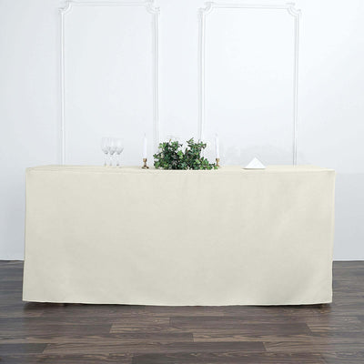 Fitted Polyester 72"x30" Rectangle Tablecloth Ivory - Durable Table Cover - Linen Luxes