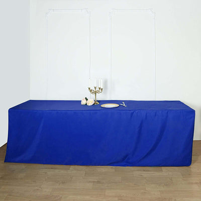 Fitted Polyester 96"x30" Rectangle Tablecloth Royal Blue - Durable and Easy to Maintain Table Cover - Linen Luxes