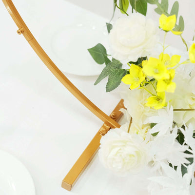 32" Gold Metal Round Hoop Wedding Centerpiece, Self Standing Table Floral Wreath Frame