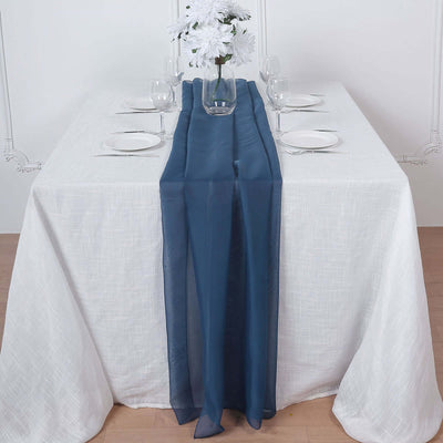 Chiffon 6ft Table Runner Navy Blue - Flowy & Lightweight Table Decor