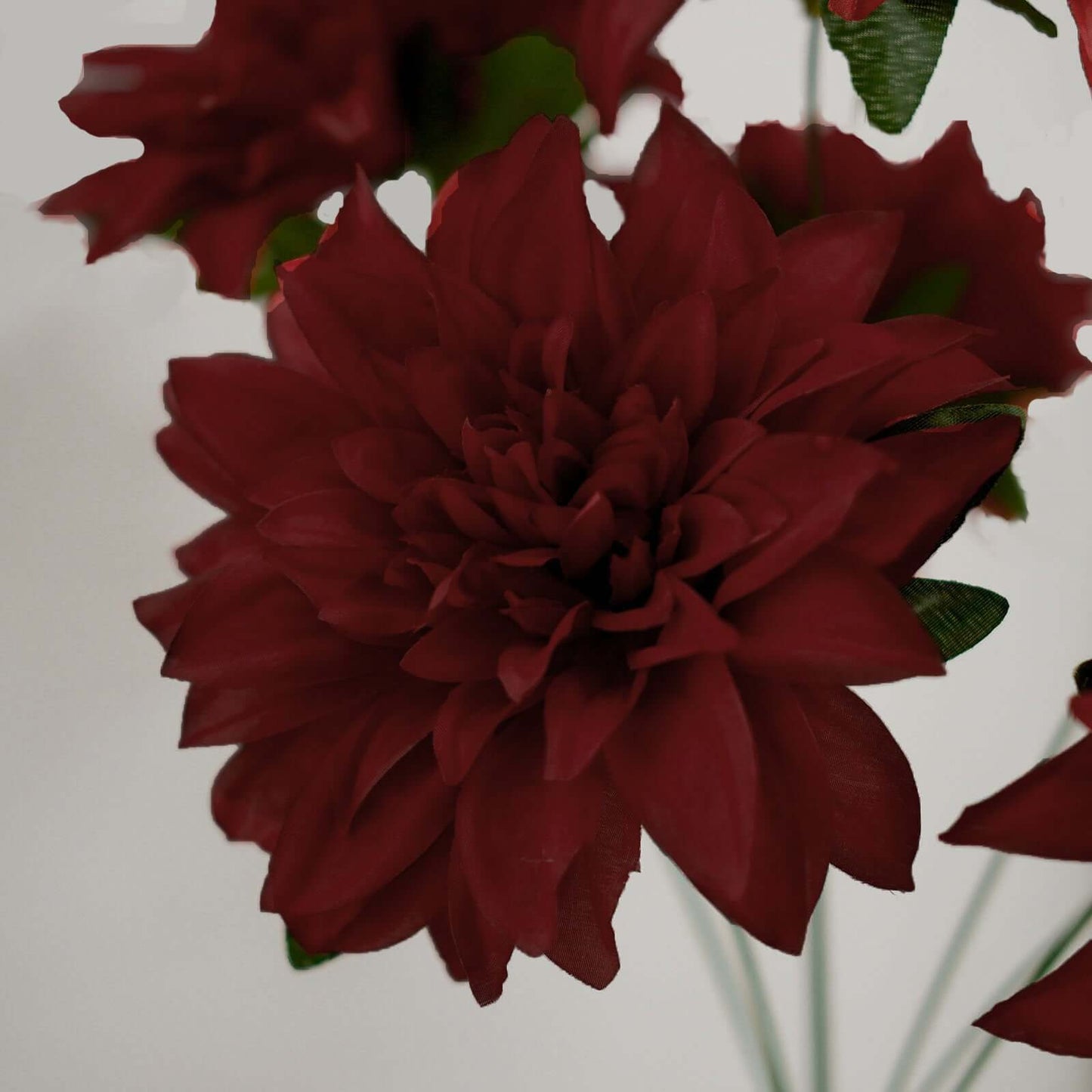 2 Bouquets 20" Burgundy Artificial Silk Dahlia Flower Spray Bushes