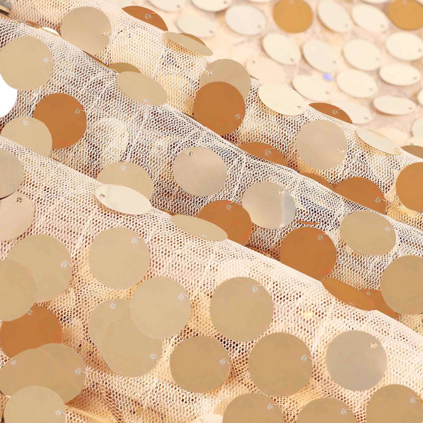 Sequin 72"x72" Table Overlay Square Tablecloth Matte Champagne - Big Payette Table Cover