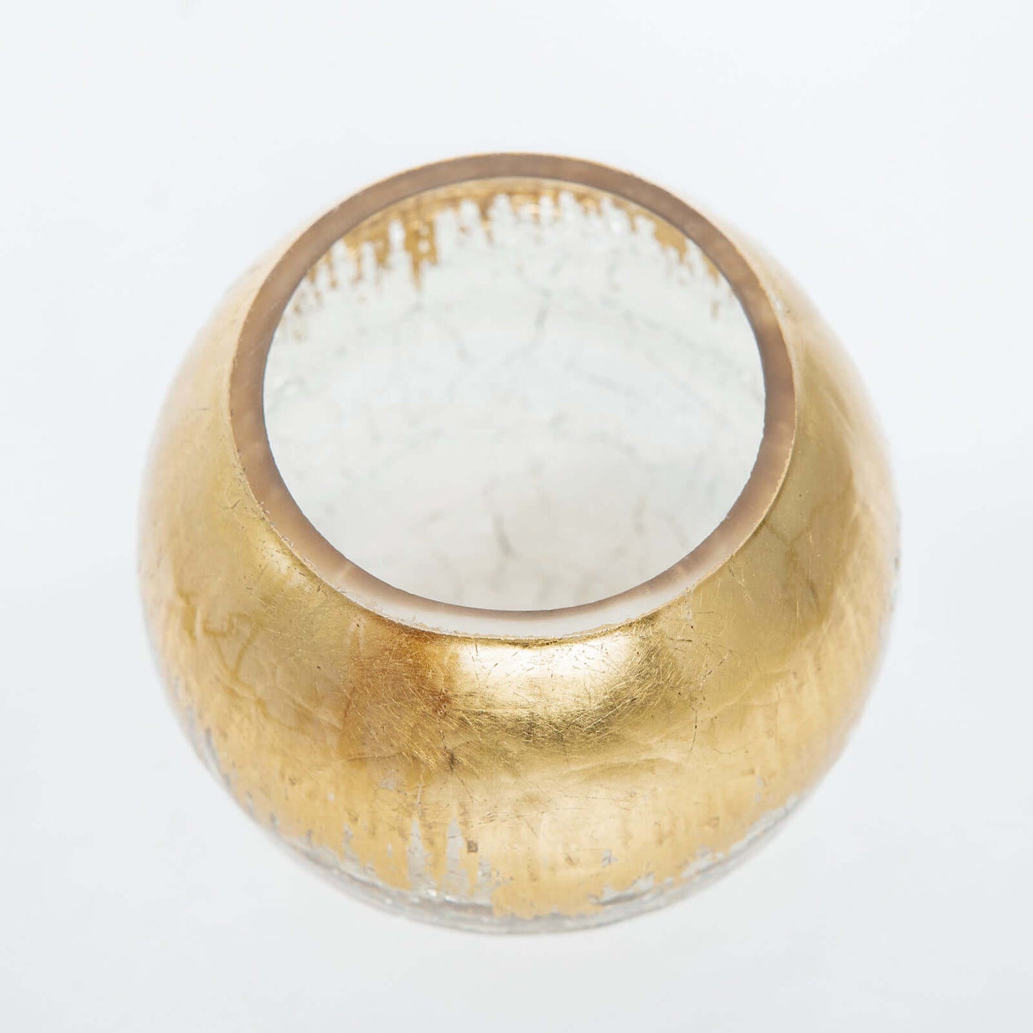Glass Bud Vase Gold Foiled Crackle Bubble Bowl - Classy Floral Centerpiece for Weddings 4" - Linen Luxes
