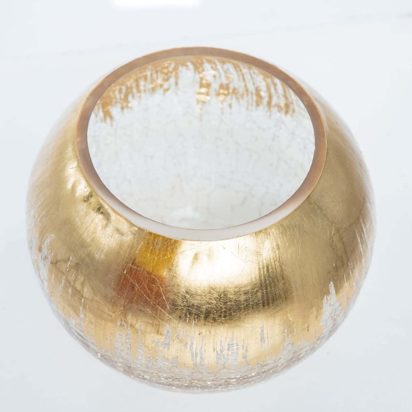Glass Flower Vase Gold Foiled Crackle Bubble - Decorative Floral Centerpiece for Tables 6" - Linen Luxes
