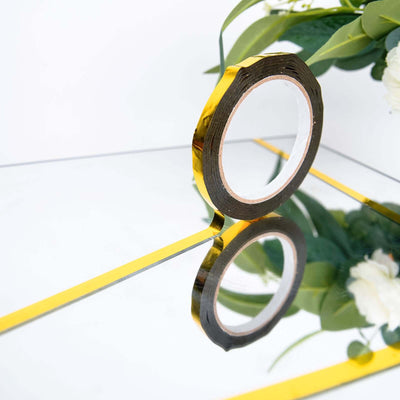 100 Yds 3/4" Gold Metallic Film Tape Adhesive, DIY Floral Wrap Craft Decor Tape - Polyester with Acrylic