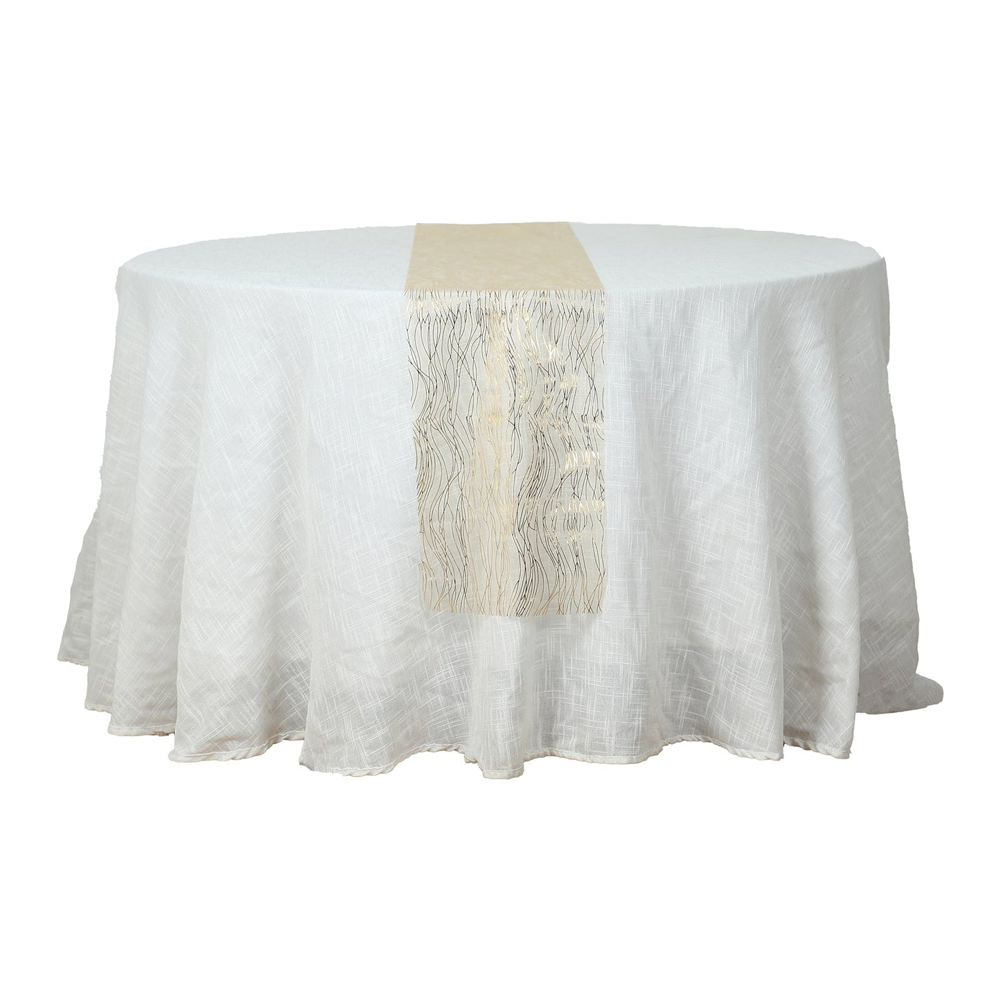 5 Pack Organza 12"x108" Table Runners Gold - Gold Wave Design