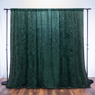 Hunter Emerald Green Crushed Velvet Backdrop Curtain – 8ft x 8ft Event Drape with Rod Pocket, Privacy Panel for Photo Booths & Events - Linen Luxes