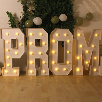 Giant LED Marquee Light Up Letter "P", White 4ft Pre-Cut Foam Board with 10 Warm White Battery Operated LEDs, Glue Gun and Sticks
