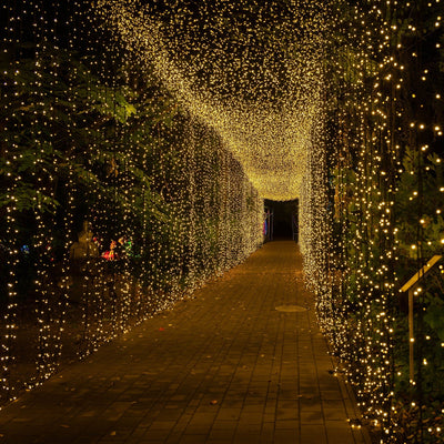 10ftx30ft LED Curtain String Lights, 8 Modes Warm White 900 LED Plug-in Waterproof Fairy Lights for Indoor Outdoor Backdrop