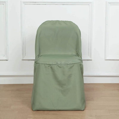 10 Pack Polyester Chair Covers for Folding Chairs Dusty Sage Green - Wrinkle-Free Stain-Resistant Slip-On Slipcovers