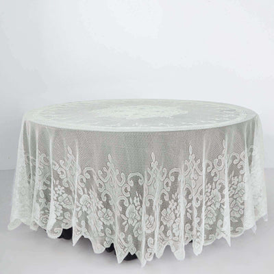 Lace 108" Round Tablecloth Ivory - Premium Design for Formal Table Settings - Linen Luxes