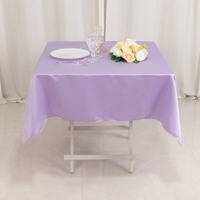 Lamour Satin 54"x54" Square Tablecloth Lavender Lilac - Durable & Silk-Like Table Cover