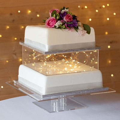 Acrylic Cake Box Stand Pedestal Riser Transparent Clear - Display for Desserts and Events 14"x14"