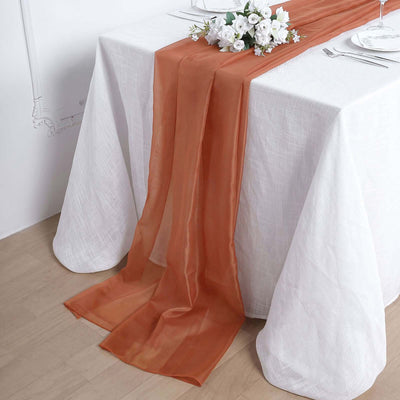 Chiffon 6ft Table Runner Terracotta (Rust) - Flowy & Lightweight Table Decor