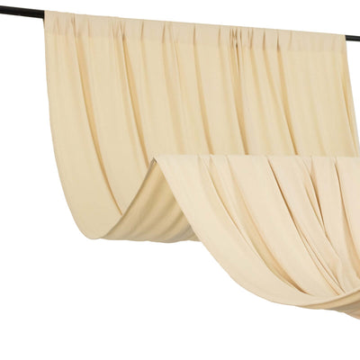 Beige 4-Way Stretch Spandex Event Curtain Drapes, Wrinkle Free Backdrop Event Panel with Rod Pockets - 5ftx10ft