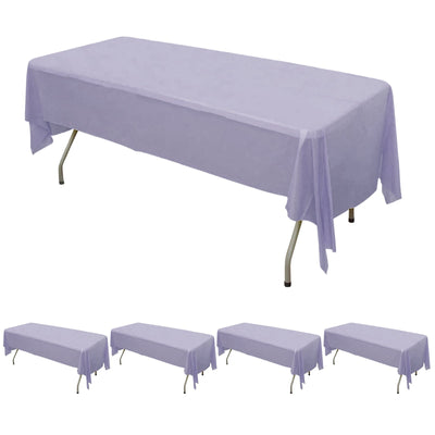 5-Pack Plastic Table Covers Lavender Lilac Rectangle - Reliable PVC Disposable Covers for Gatherings 54"x108"