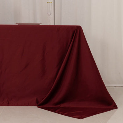 Lamour Satin 90"x156" Rectangle Tablecloth Burgundy - Luxurious, Soft Seamless Table Cover