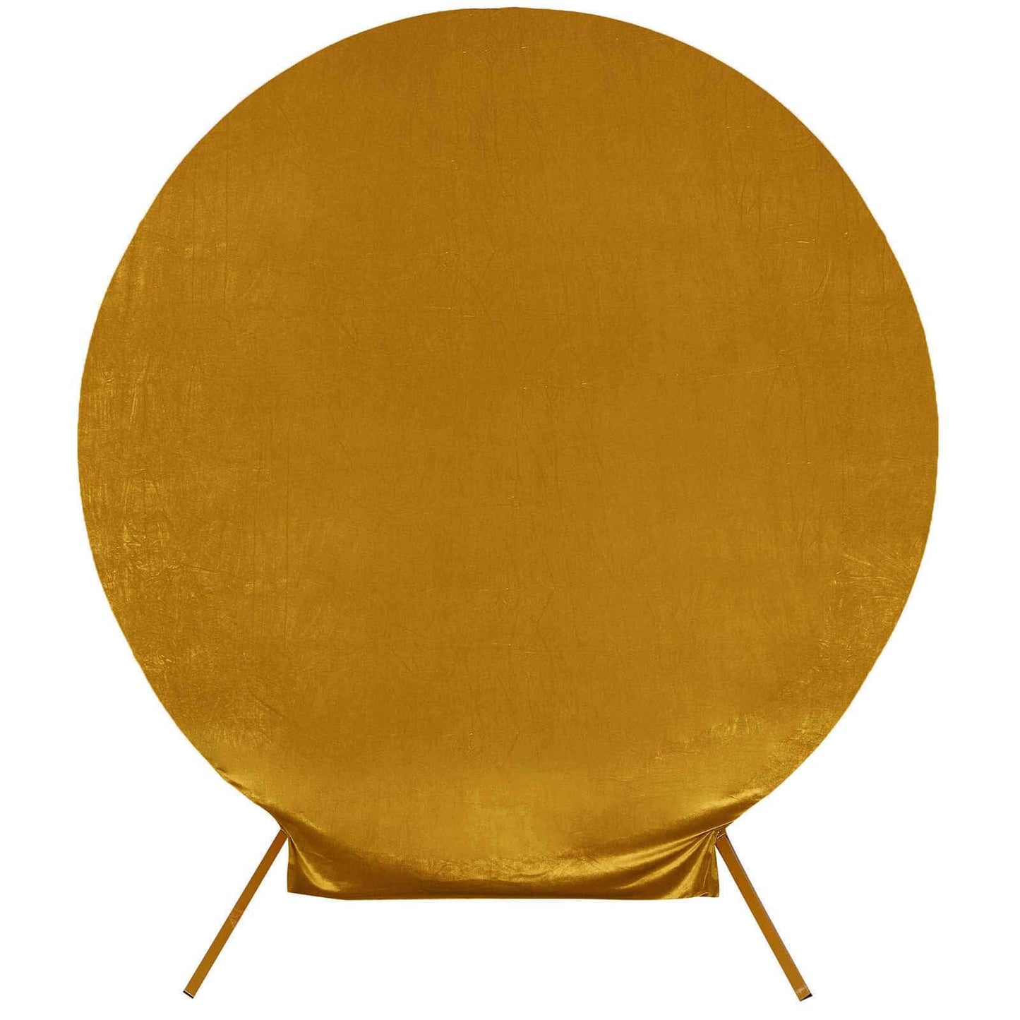 7.5ft Metallic Gold Soft Velvet Fitted Round Event Party Backdrop Cover