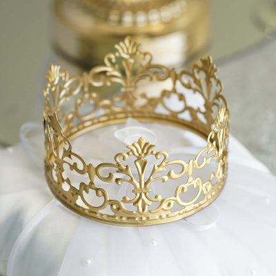 Metal Princess Crown Cake Topper Gold - Exquisite Cake Centerpiece Decor for Quinceañeras Bridal Showers & Fairytale - Themed Events 2" - Linen Luxes