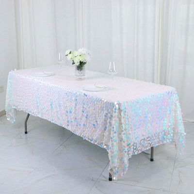 Sequin 60"x102" Rectangle Tablecloth Iridescent Blue - Big Payette Design for Modern Gatherings