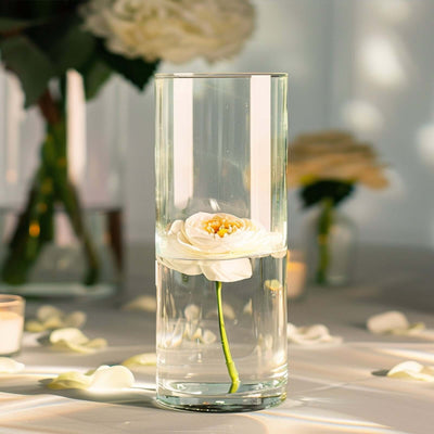 12-Pack Glass Flower Vases Cylinder Design Heavy Duty Clear - Stylish Centerpieces for Weddings 10"