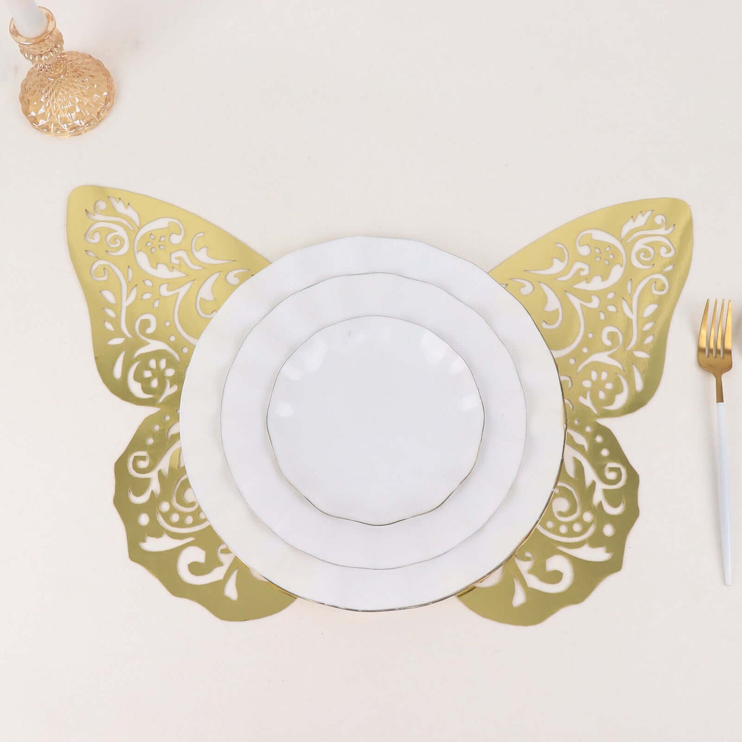 10 Pack Metallic Gold Foil Jumbo 3D Butterfly Wall Stickers, 14"x20" Disposable Paper Charger Placemats