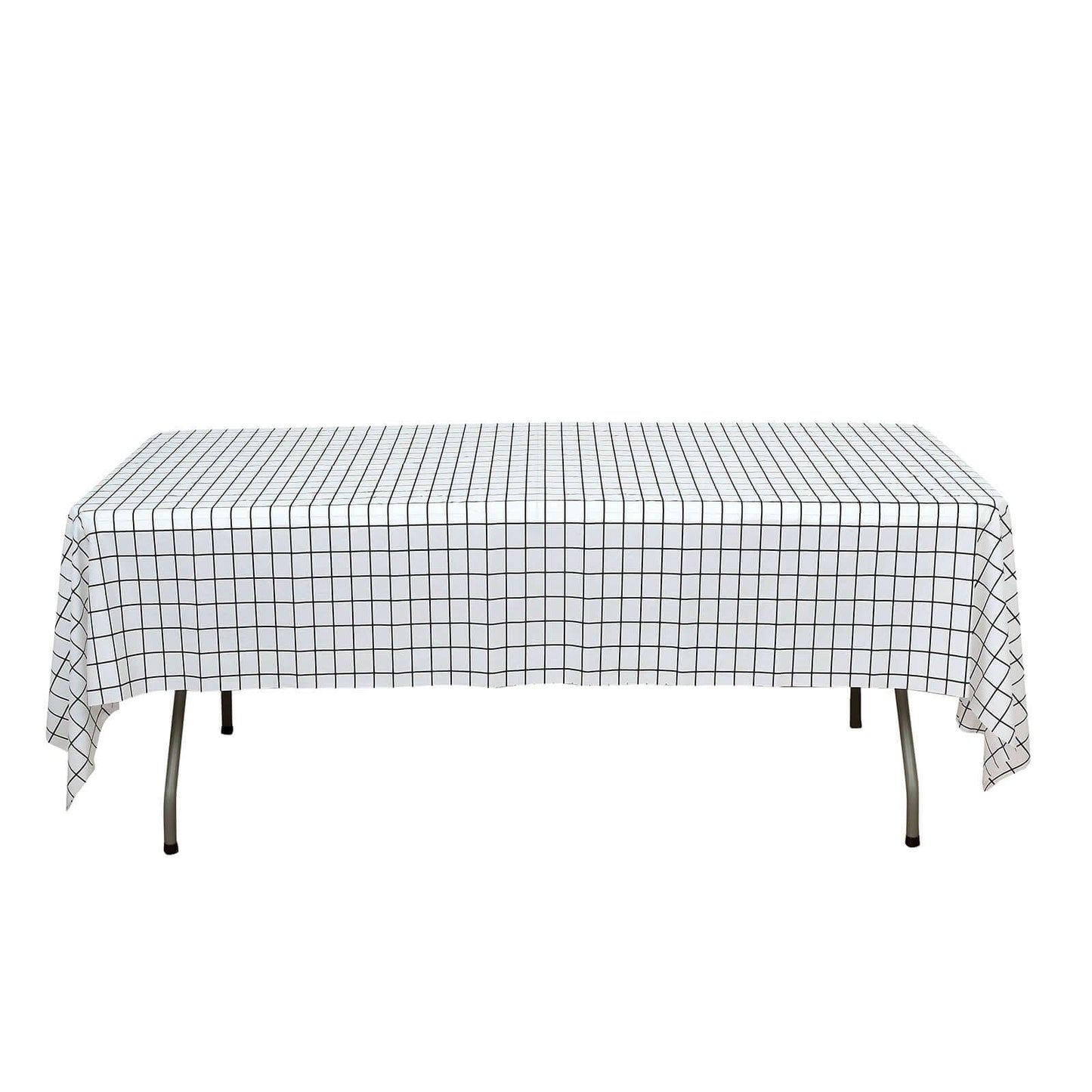 5-Pack Plastic Table Covers Black/White Grid Rectangle - Durable Checkered PVC Disposable Tablecloths 54"x108"