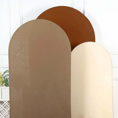 Set of 3 Mixed Natural Spandex Fitted Chiara Backdrop Stand Cover For Round Top Wedding Arch - 5ft, 6ft, 7ft