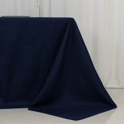 Fire Retardant Premium Polyester 90"x156" Rectangular Tablecloth Navy Blue - High-Performance Seamless Table Cover