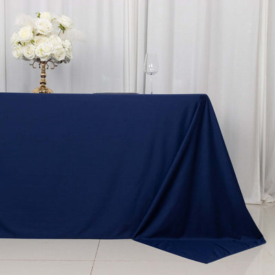 Scuba Rectangular 90"x132" Tablecloth Navy Blue - Wrinkle Free, Stain Resistant & Seamless Table Cover