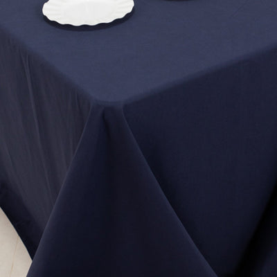 Cotton Blend 90"x132" Rectangle Tablecloth Navy Blue - Seamless Wrinkle-Resistant Table Cover