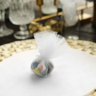 25 Pack 9" White Sheer Nylon Tulle Circles Favor Wrap, DIY Craft Fabric