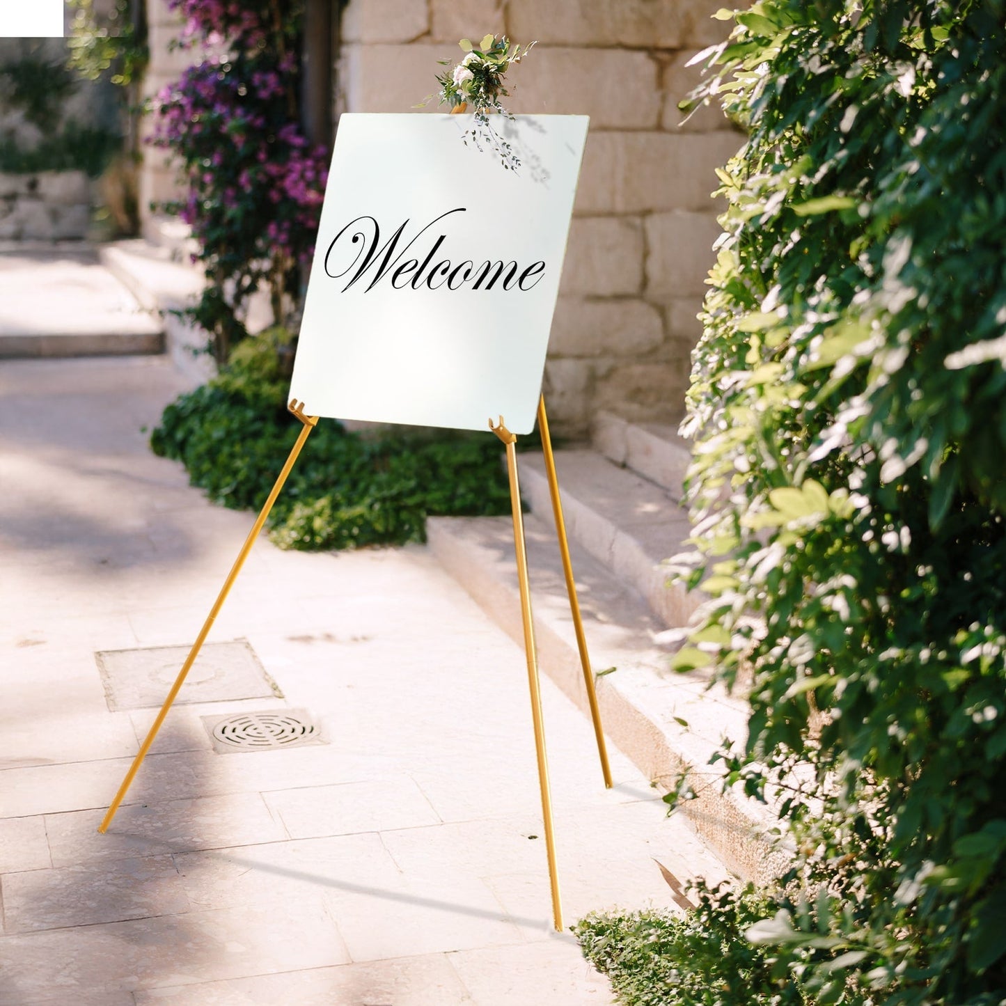65" Heavy Duty Gold Metal Easel Stand - Portable and Adjustable Tripod for Wedding Signs, Posters, and Art