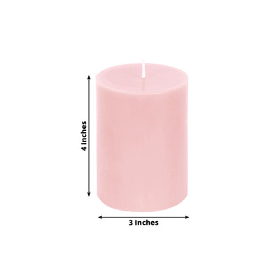 12-Pack 3"x4" Unscented Dripless Pillar Candles – Blush Long-Burning Wax Candles with Cotton Wicks for Home, Weddings & Event Decor