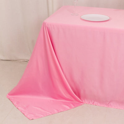 Lamour Satin 90"x132" Rectangle Tablecloth Pink - Soft & Silk-Like Seamless Table Cover