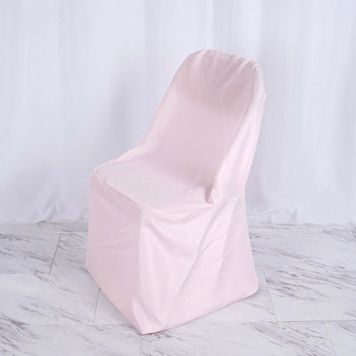 Polyester Slip On Folding Chair Covers Blush - Stain-Resistant Reusable Durable Fabric