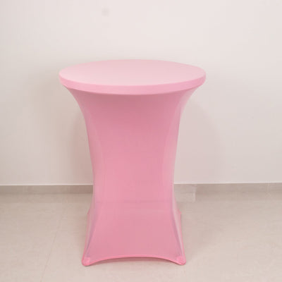 Spandex 30" Round Cocktail Table Cover Pink - Easy to Maintain Stretch Fitted Highboy Tablecloth
