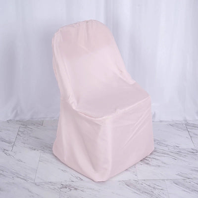 10 Pack Polyester Chair Covers for Folding Chairs Blush - Wrinkle-Free Stain-Resistant Slip-On Slipcovers