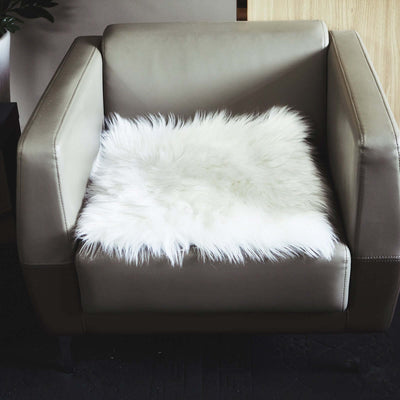 Faux Sheepskin 20" Cushion Cover with Soft Plush Finish White - Stylish Small Shag Area Rug for Events