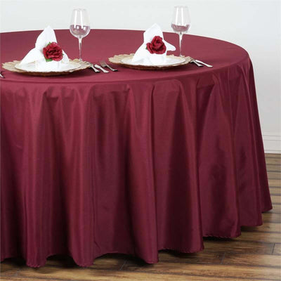 Polyester 108" Round Tablecloth Burgundy - Wrinkle - Resistant Table Cover - Linen Luxes