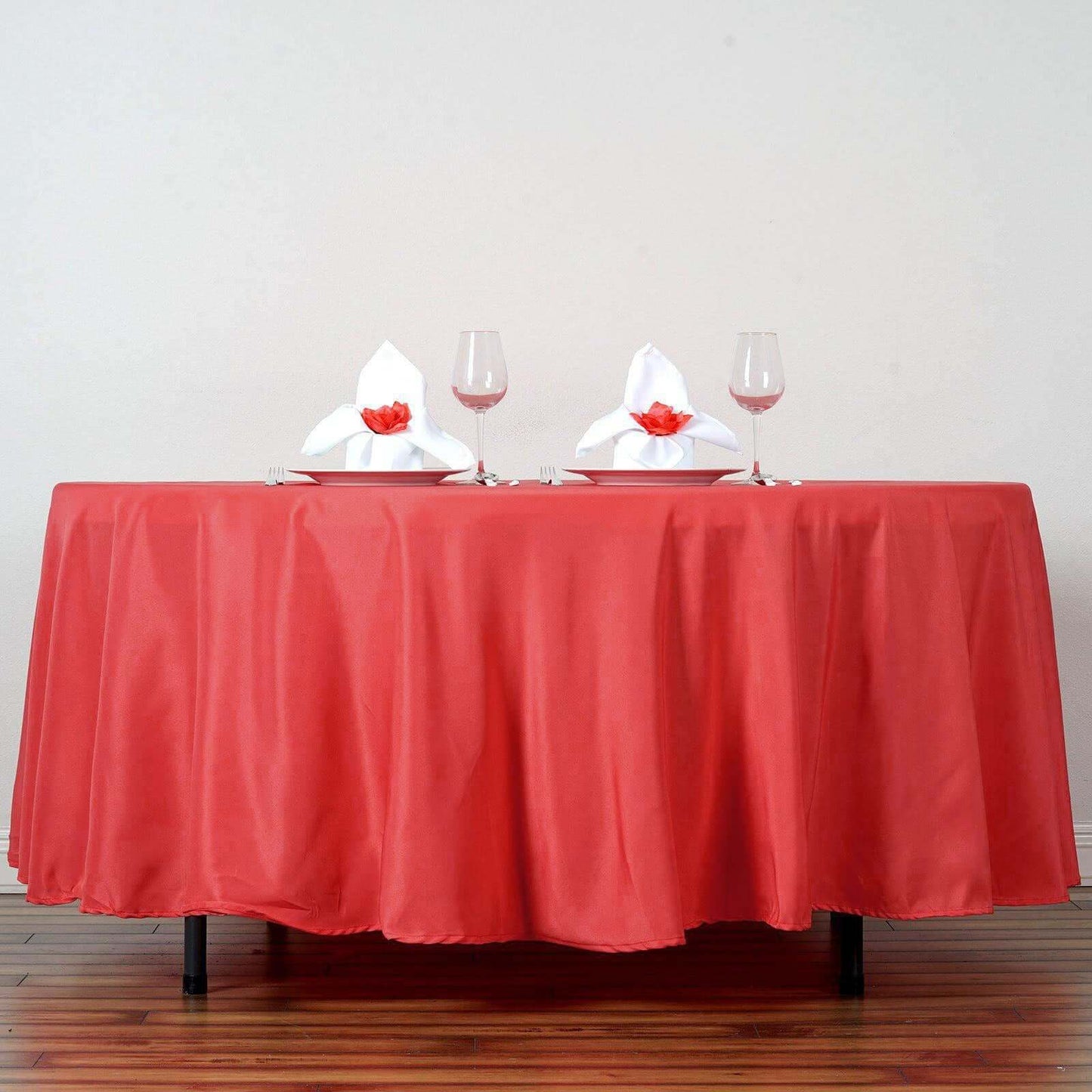 Polyester 108" Round Tablecloth Red - Wrinkle - Resistant Table Cover - Linen Luxes