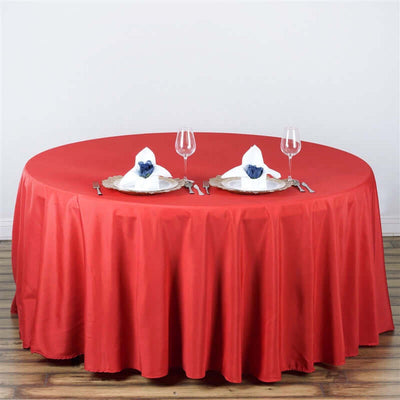 Polyester 108" Round Tablecloth Red - Wrinkle - Resistant Table Cover - Linen Luxes