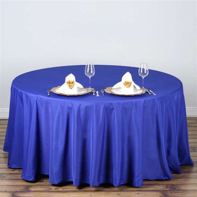Polyester 108" Round Tablecloth Royal Blue - Wrinkle - Resistant Table Cover - Linen Luxes