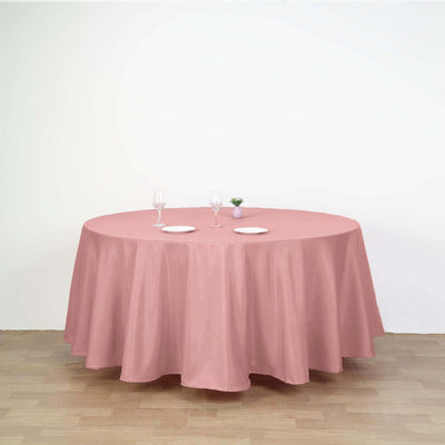 Polyester 120" Round Tablecloth Dusty Rose - Seamless Wrinkle - Resistant Table Cover - Linen Luxes