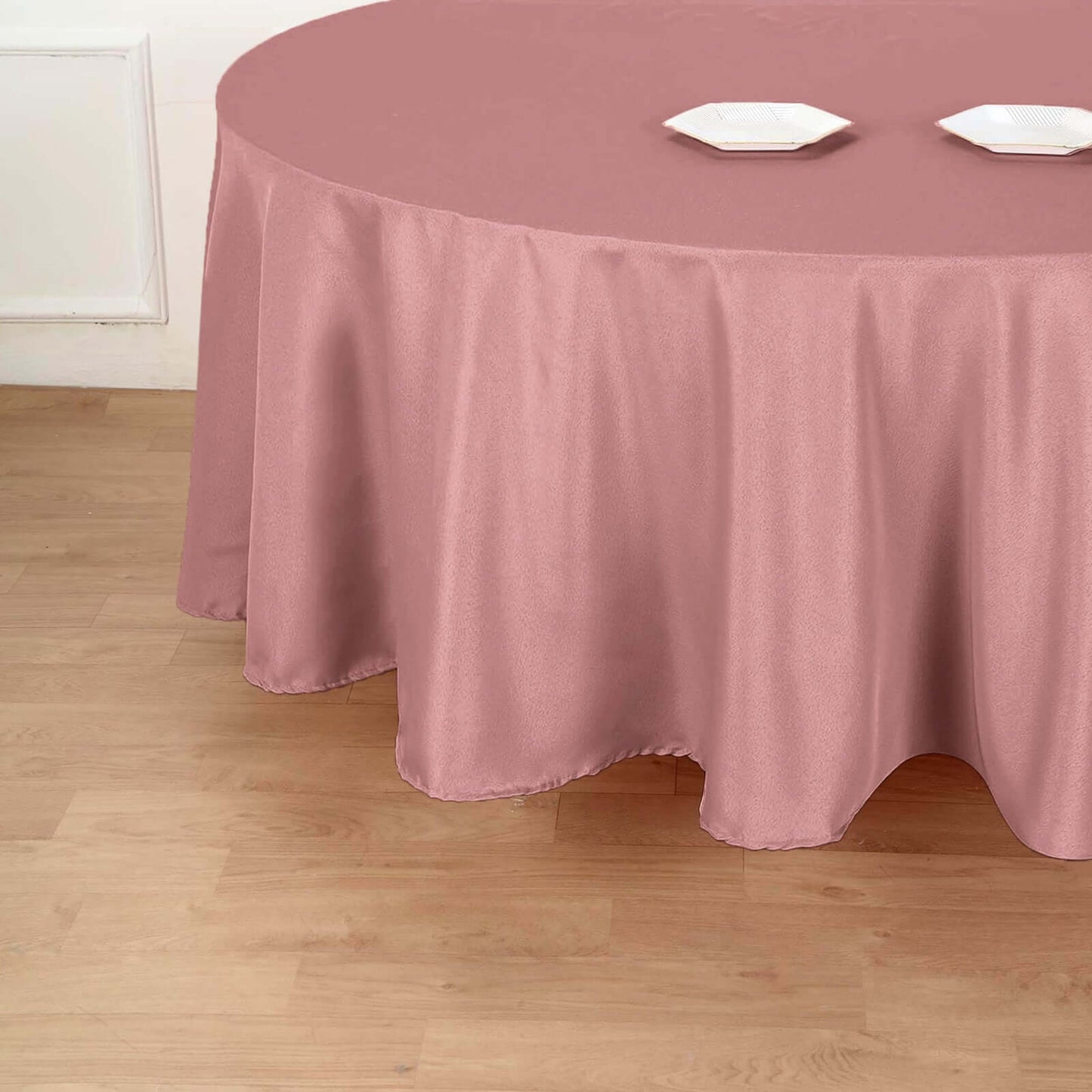 Polyester 120" Round Tablecloth Dusty Rose - Seamless Wrinkle - Resistant Table Cover - Linen Luxes