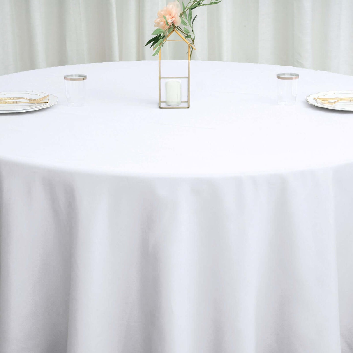 Polyester 120" Round Tablecloth White - Seamless Wrinkle - Resistant Design for Weddings - Linen Luxes
