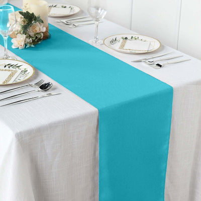 Polyester 12"x108" Table Runner Turquoise - Durable & Wrinkle - Resistant Table Decor - Linen Luxes