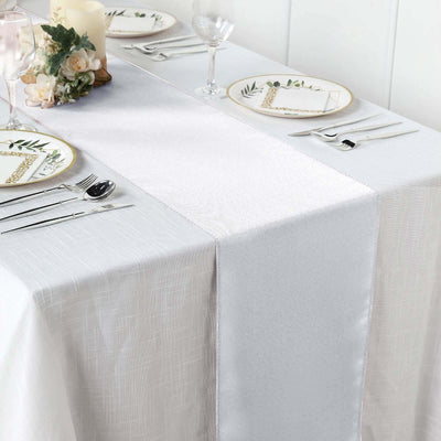 Polyester 12"x108" Table Runner White - Durable & Wrinkle - Resistant Table Decor for All Occasions - Linen Luxes
