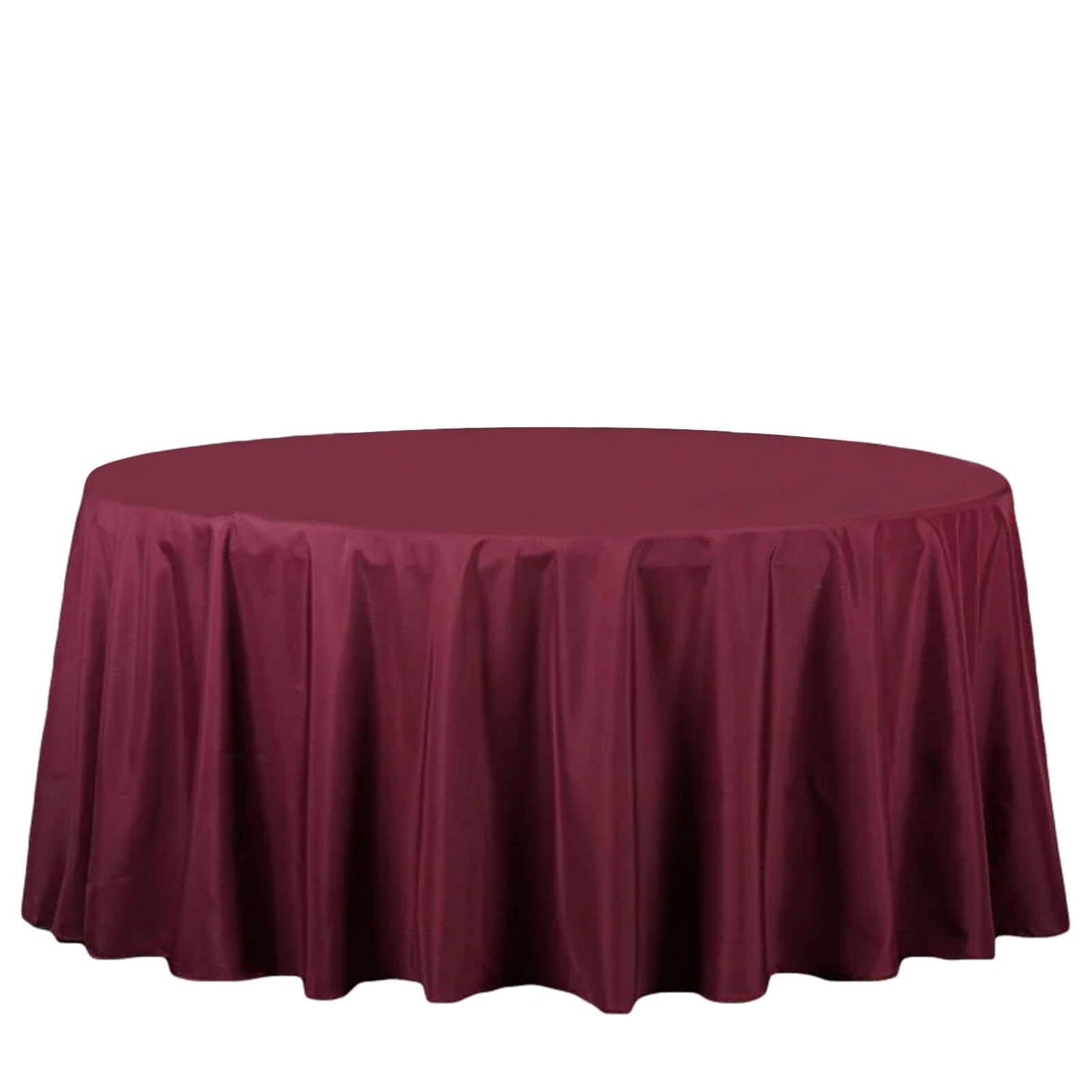 Polyester 132" Round Tablecloth Burgundy - Seamless Chic Design Table Cover - Linen Luxes