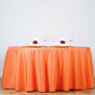 Polyester 132" Round Tablecloth Orange - Seamless Chic Table Cover - Linen Luxes